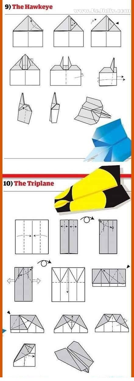九种折纸飞机的方法图解 -  www.kejidiy.com
