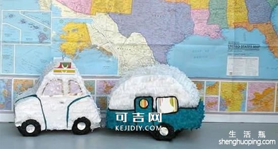 废纸箱做露营车玩具的方法 -  www.kejidiy.com