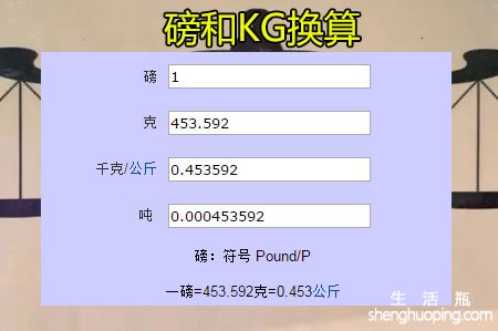 磅和KG换算关系